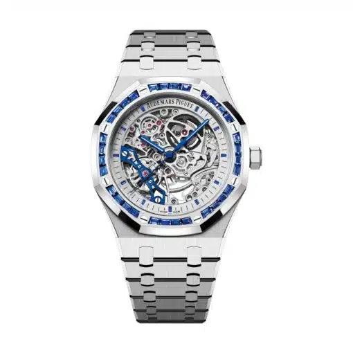 Best replica Audemars Piguet 15412BC.SS.1220BC.02 Royal Oak Skeleton Rhodium Dial White Gold Bracelet watch