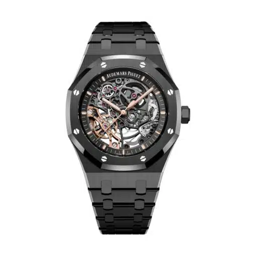 Best replica Audemars Piguet 15416CE.OO.1225CE.01 Royal Oak Skeleton Slate Dial Black Ceramic Bracelet watch