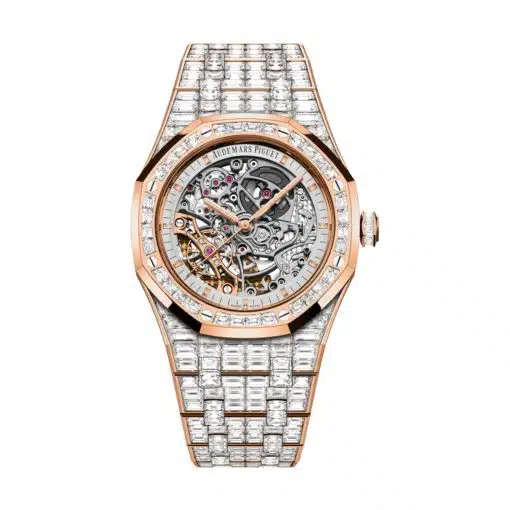 Best replica Audemars Piguet 15417OR.ZZ.1267OR.01.A Royal Oak Skeleton Rhodium Dial Pink Gold Bracelet watch