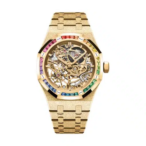 Best replica Audemars Piguet 15468BA.YG.1259BA.01 Royal Oak Skeleton Yellow Dial Yellow Gold Bracelet watch