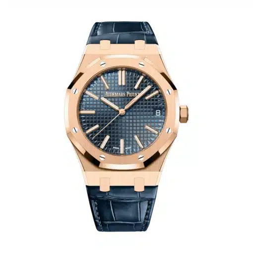 Best replica Audemars Piguet 15510OR.OO.D315CR.02 Royal Oak Blue Dial Blue Alligator Strap watch