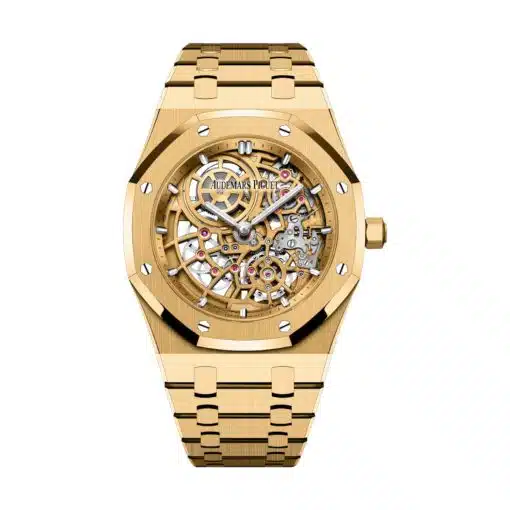 Best replica Audemars Piguet 16204BA.OO.1240BA.01 Royal Oak Skeleton Dial Yellow Gold Bracelet watch