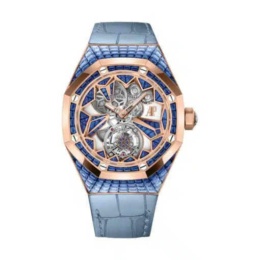 Best replica Audemars Piguet 26228OR.SS.D314CR.01 Royal Oak Concept Skeleton Dial Light Blue Alligator Strap watch