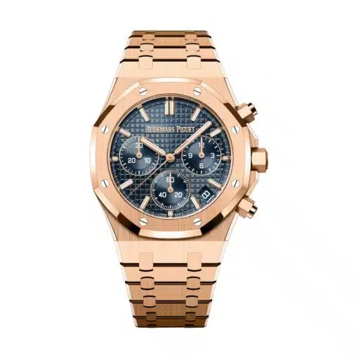 Best replica Audemars Piguet 26240OR.OO.1320OR.05 Royal Oak Blue Dial Pink Gold Bracelet Watch watch