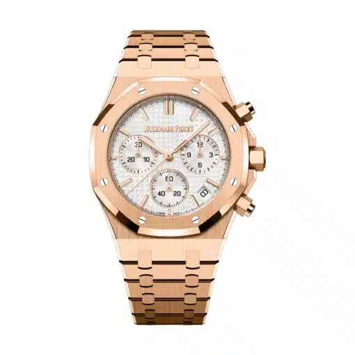 Best replica Audemars Piguet 26240OR.OO.1320OR.07 Royal Oak Silver-Toned Dial Pink Gold Bracelet Watch watch