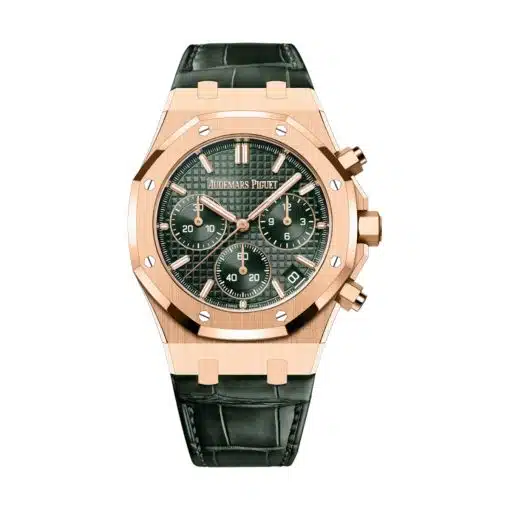 Best replica Audemars Piguet 26240OR.OO.D404CR.02 Royal Oak Green Dial Green Leather Strap watch