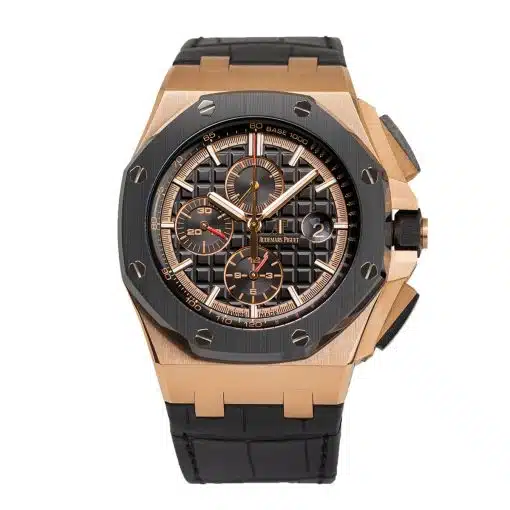 ap super clone Audemars Piguet 26401RO.OO.A002CA.02 Royal Oak Offshore Black Dial Black Leather Strap 44mm