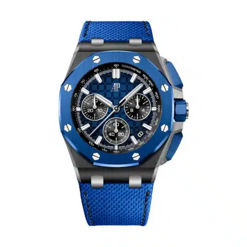 Best replica Audemars Piguet 26420CE.OO.A043VE.01 Royal Oak Offshore Blue Dial Blue Calfskin Strap watch