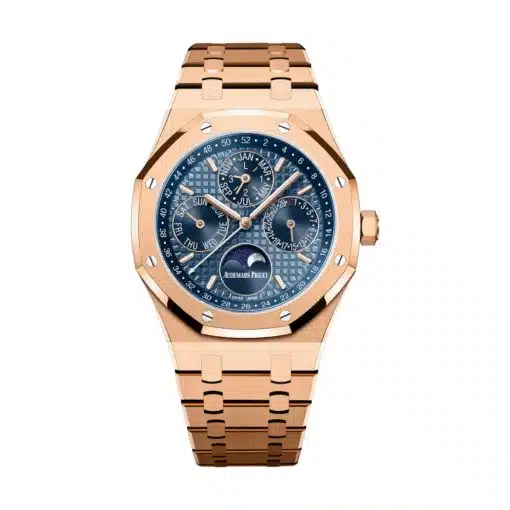 Best replica Audemars Piguet 26574OR.OO.1220OR.03 Royal Oak Blue Dial Pink Gold Bracelet Watch watch