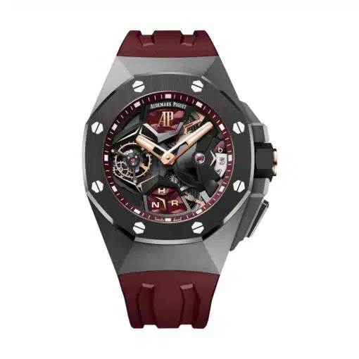 Best replica Audemars Piguet 26589IO.OO.D500CA.01 Royal Oak Concept Skeleton Dial Burgundy Rubber Strap watch