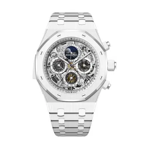 Best replica Audemars Piguet 26605CB.OO.1248CB.01 Royal Oak Sapphire Dial White Ceramic Bracelet Watch watch