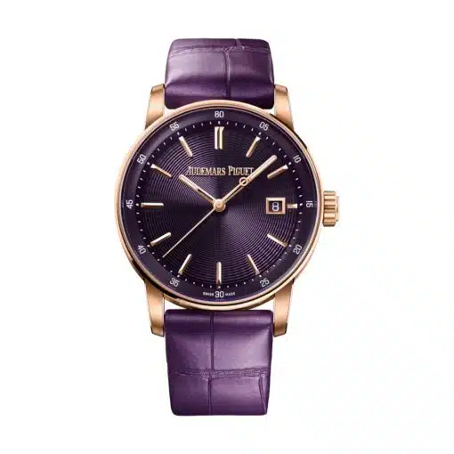 Best replica Audemars Piguet watch 77410OR.OO.A623CR.01 Code 11.59 Purple Dial Purple Leather Strap Watch