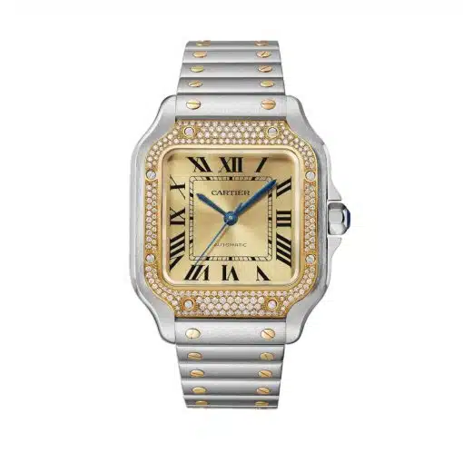 cheap Cartier W3SA0007 Santos de Cartier Golden Sunray Dial Medium replica watch