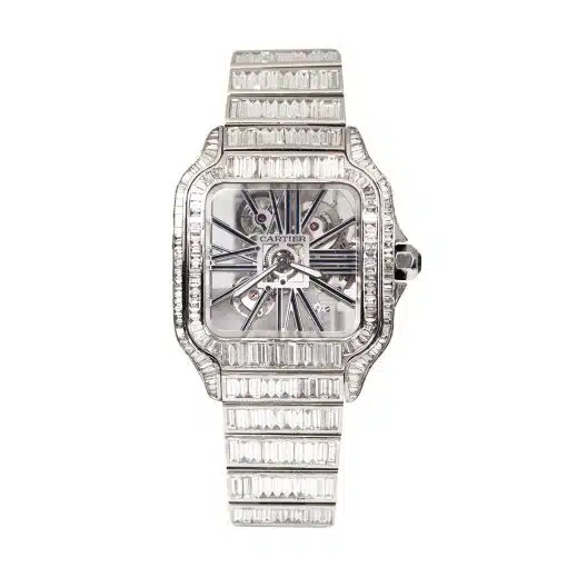 cheap Cartier WHSA0026 Aftermarket Baguette cut Natural Diamonds Skeleton Large Watch replica watch