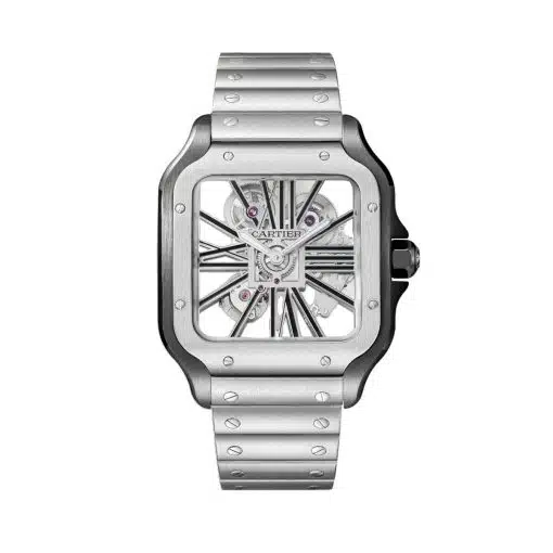 cheap Cartier WHSA0027 Santos de Cartier Black Skeleton Dial Large replica watch