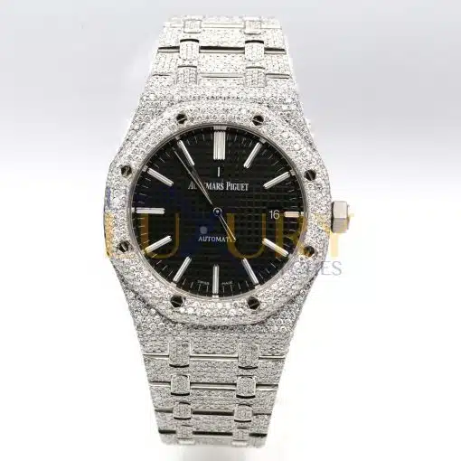 Best replica Audemars Piguet 15400ST Royal Oak Custom Diamond Black Dial Watch watch