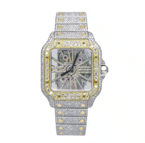 cheap Cartier WHSA0019 Santos Skeleton Diamond Iced Out Watch replica watch