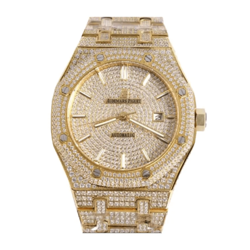 replica iced out watches Audemars Piguet Royal Oak Selfwinding 41 mm Yellow Gold Gem Set Ref. 15400SR.OO.1220SR.01