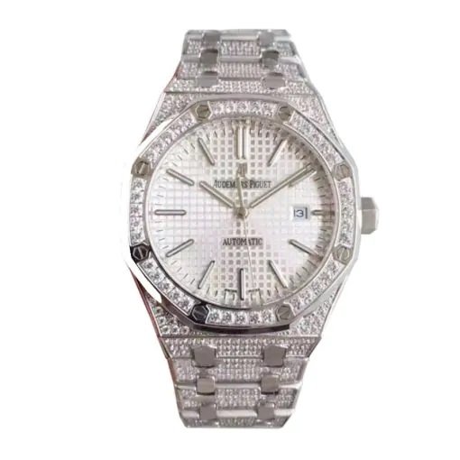 replica iced out watches Audemars Piguet Royal Oak Selfwinding 41 mm White Ref. 15400