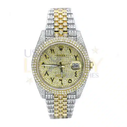 replica iced out Rolex Datejust 126333 Two-Tone Steel and Yellow Gold Aftermarket Diamond Jubilee